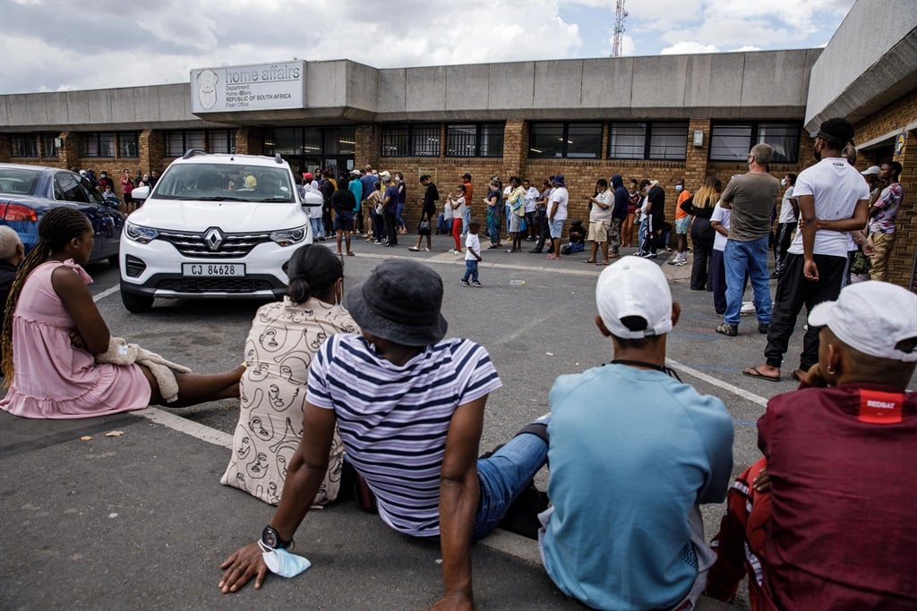 Frustrated people outside home affairs Waiting for documents at Home Affairs